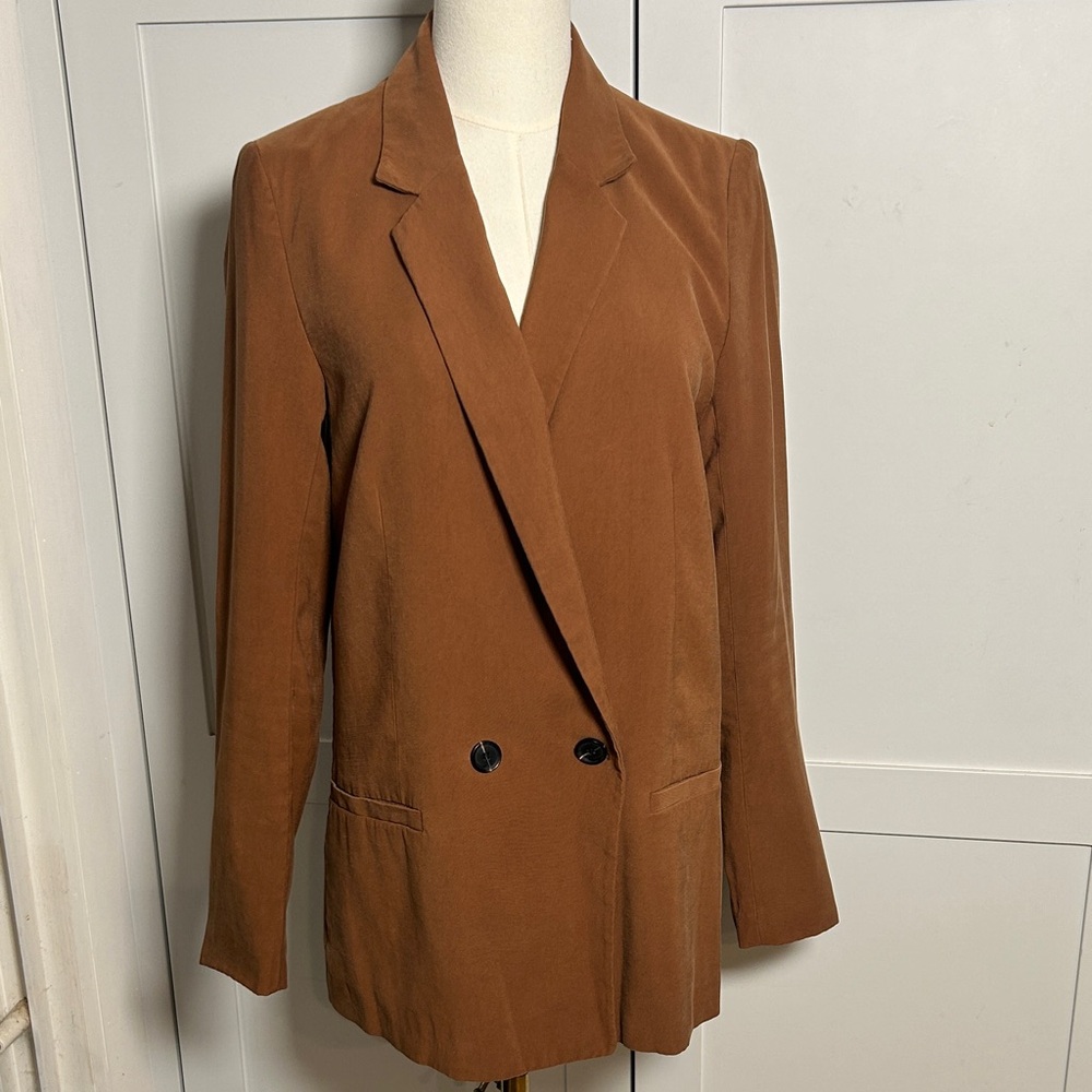 H&M Cotton/PolyesterTan Double-Breasted Blazer Women’s Size 4